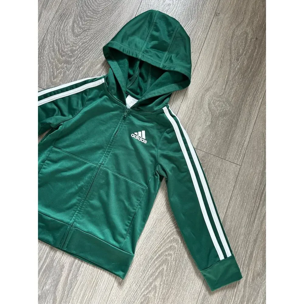 Adidas Boy’s Green Hooded Track Jacket Size 3T